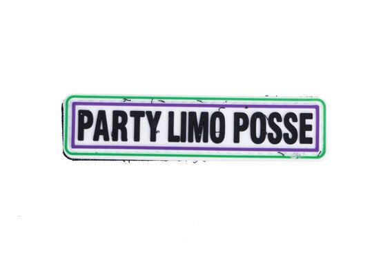 Violent Little Machine Shop Party Limo Posse Morale Patch measures 3 inches by .7 inches.